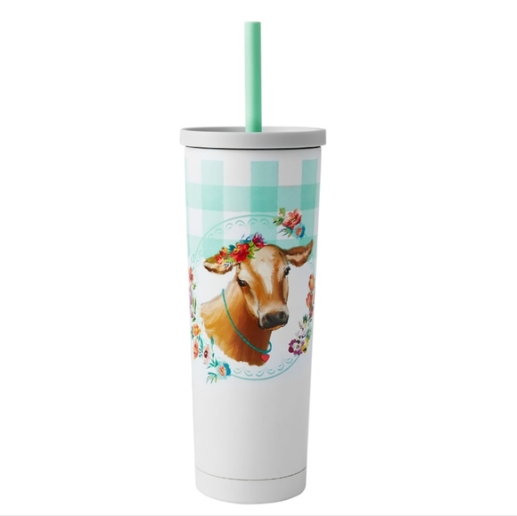 ❤️ New Pioneer Woman Sweet Romance Gingham Cow Tumbler - Picture 3 of 6